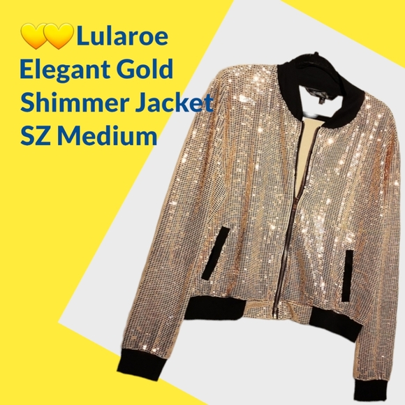 Luleroe Elegant Jacket  Gold Shimmer. SZ Medium  long-sleeved - Picture 1 of 8
